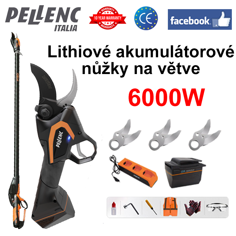 [Prodlužovací tyč: 1,5M~4,6M] LED displej napájení (životnost baterie 16 hodin) 6000W bezkomutátorové lithiové nůžky na větve + baterie*1 + nabíječka + čepel ze slitiny SK9*3 + mazivo + brýle